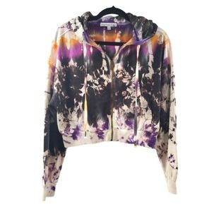 Young Fabulous and Broke Tie Dye Cropped Zip Hoodie Jacket Small.